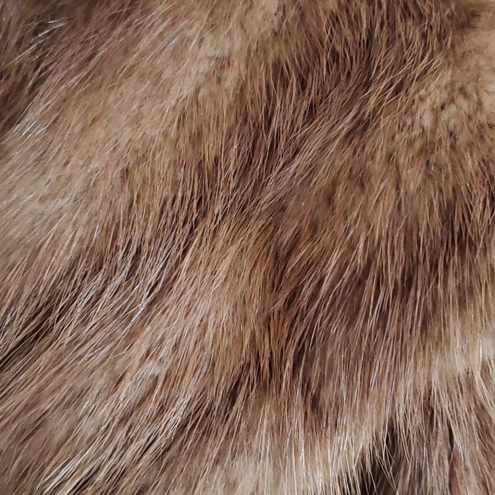 Vintage 1960s Long Hair Beaver Fur Coat Brown Full Length L Estate - Picture 5 of 15